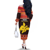 Papua New Guinea Christmas Family Matching Off The Shoulder Long Sleeve Dress and Hawaiian Shirt Santa Raggiana LT05 - Polynesian Pride