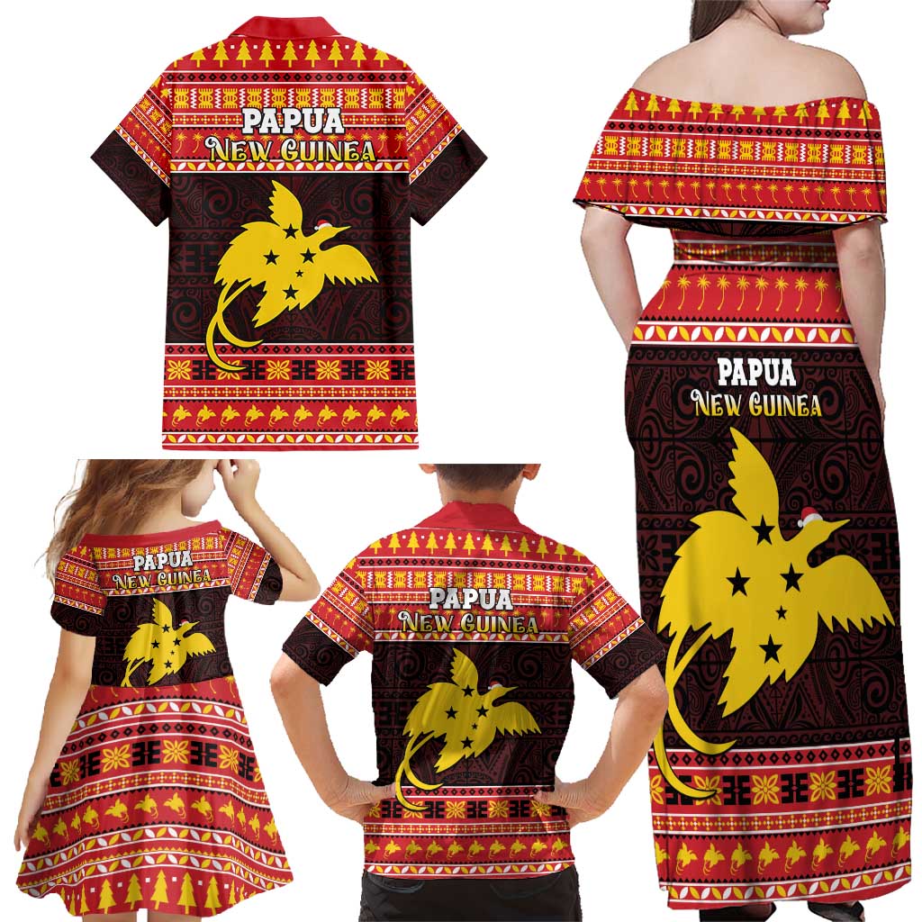 Papua New Guinea Christmas Family Matching Off Shoulder Maxi Dress and Hawaiian Shirt Santa Raggiana LT05 - Polynesian Pride