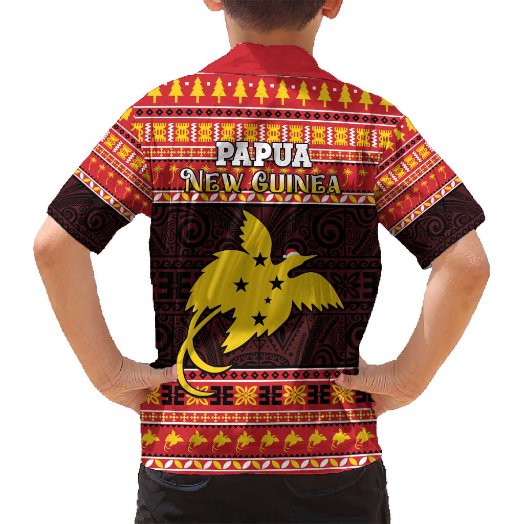 Papua New Guinea Christmas Family Matching Off Shoulder Short Dress and Hawaiian Shirt Santa Raggiana LT05 - Polynesian Pride