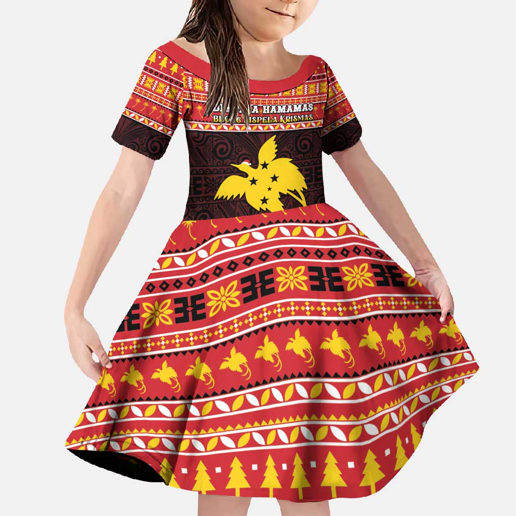 Papua New Guinea Christmas Family Matching Summer Maxi Dress and Hawaiian Shirt Santa Raggiana LT05 Daughter's Dress Red - Polynesian Pride