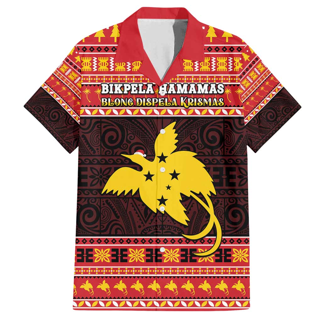 Papua New Guinea Christmas Family Matching Summer Maxi Dress and Hawaiian Shirt Santa Raggiana LT05 Dad's Shirt - Short Sleeve Red - Polynesian Pride