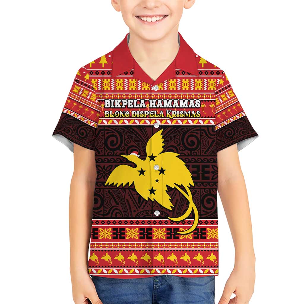 Papua New Guinea Christmas Kid Hawaiian Shirt Santa Raggiana LT05 Kid Red - Polynesian Pride