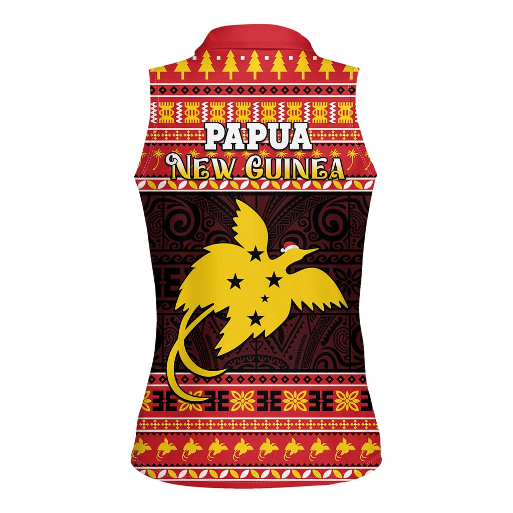 Papua New Guinea Christmas Women Sleeveless Polo Shirt Santa Raggiana LT05 - Polynesian Pride