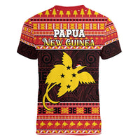Papua New Guinea Christmas Women V-Neck T-Shirt Santa Raggiana LT05 - Polynesian Pride