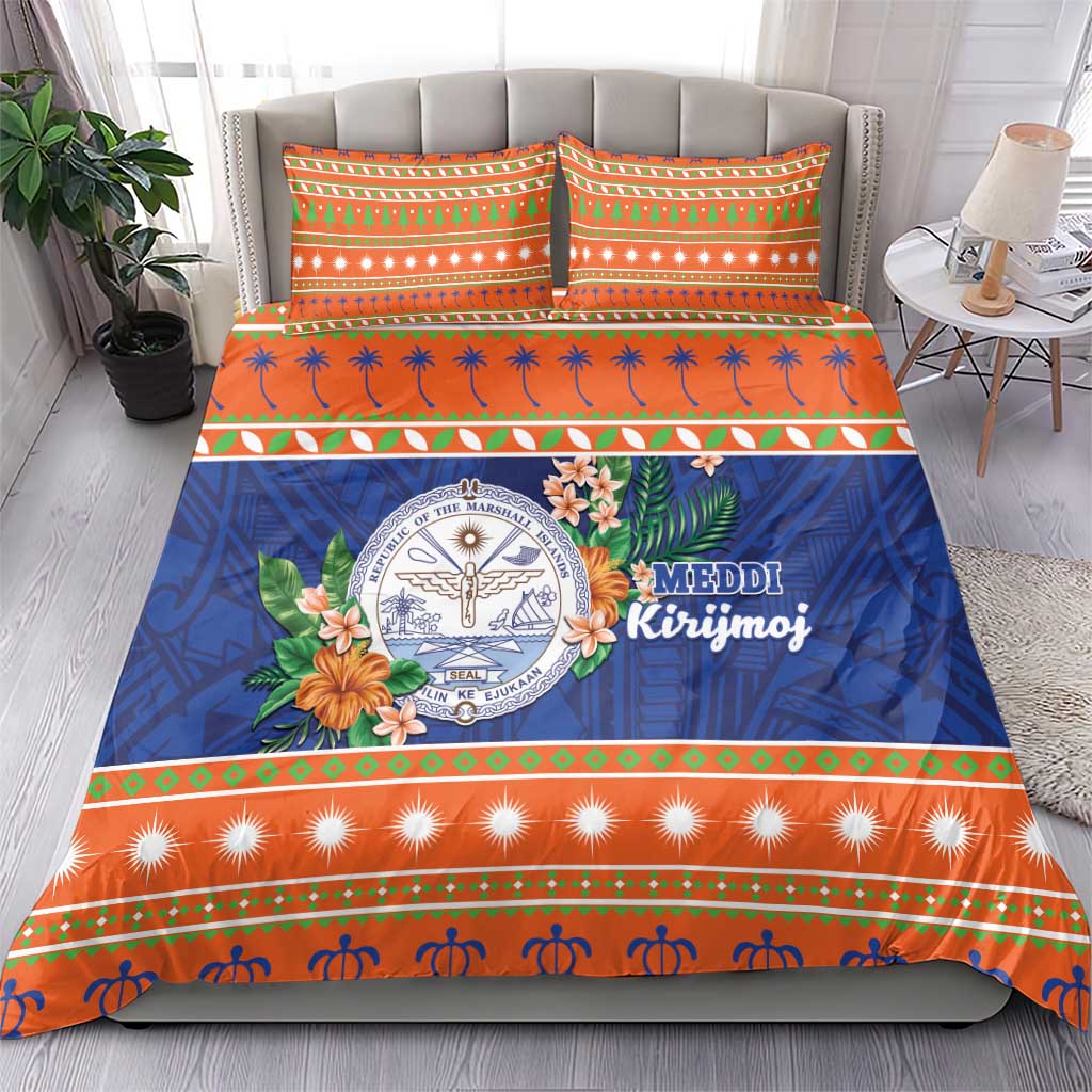 Marshall Islands Christmas Bedding Set Marshallese Seal Meddi Kirijmoj