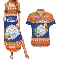 Marshall Islands Christmas Couples Matching Summer Maxi Dress and Hawaiian Shirt Marshallese Seal Meddi Kirijmoj LT05 Orange - Polynesian Pride