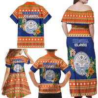 Marshall Islands Christmas Family Matching Off Shoulder Maxi Dress and Hawaiian Shirt Marshallese Seal Meddi Kirijmoj LT05 - Polynesian Pride