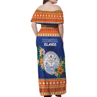 Marshall Islands Christmas Family Matching Off Shoulder Maxi Dress and Hawaiian Shirt Marshallese Seal Meddi Kirijmoj LT05 - Polynesian Pride