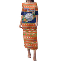 Marshall Islands Christmas Family Matching Puletasi and Hawaiian Shirt Marshallese Seal Meddi Kirijmoj LT05 Mom's Dress Orange - Polynesian Pride