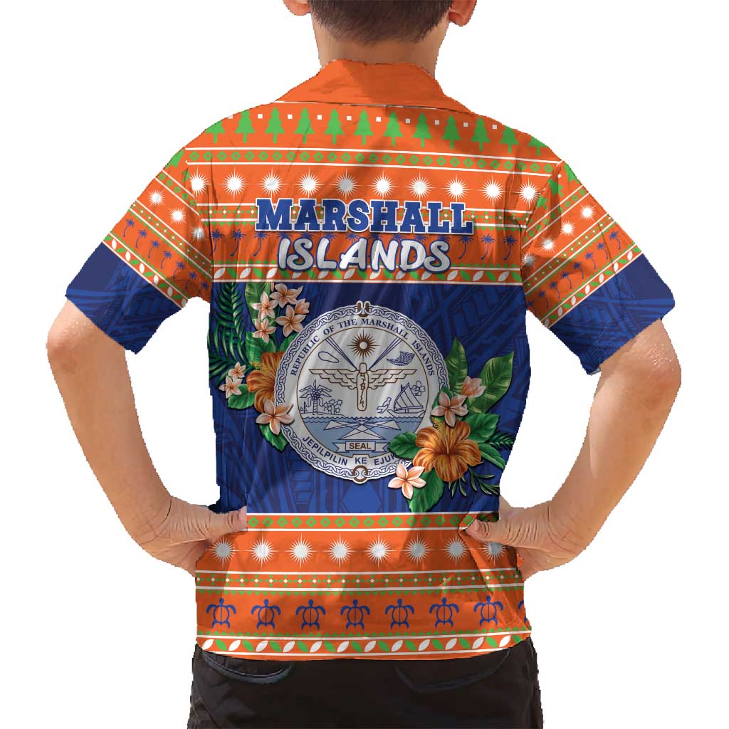 Marshall Islands Christmas Family Matching Summer Maxi Dress and Hawaiian Shirt Marshallese Seal Meddi Kirijmoj LT05 - Polynesian Pride
