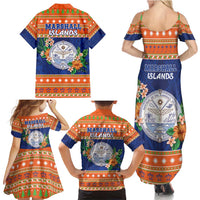 Marshall Islands Christmas Family Matching Summer Maxi Dress and Hawaiian Shirt Marshallese Seal Meddi Kirijmoj LT05 - Polynesian Pride