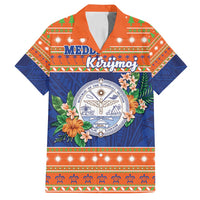 Marshall Islands Christmas Family Matching Summer Maxi Dress and Hawaiian Shirt Marshallese Seal Meddi Kirijmoj LT05 Dad's Shirt - Short Sleeve Orange - Polynesian Pride