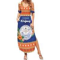 Marshall Islands Christmas Family Matching Summer Maxi Dress and Hawaiian Shirt Marshallese Seal Meddi Kirijmoj LT05 Mom's Dress Orange - Polynesian Pride