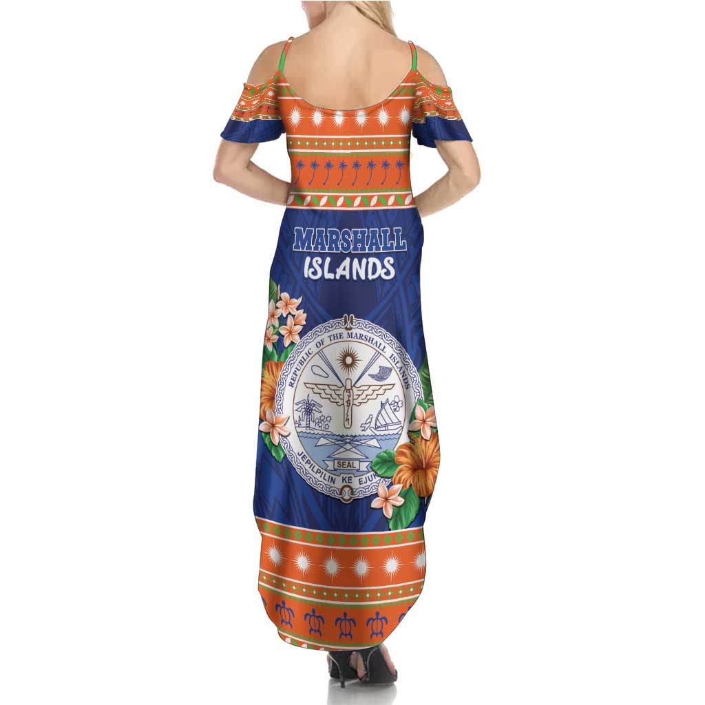 Marshall Islands Christmas Family Matching Summer Maxi Dress and Hawaiian Shirt Marshallese Seal Meddi Kirijmoj LT05 - Polynesian Pride