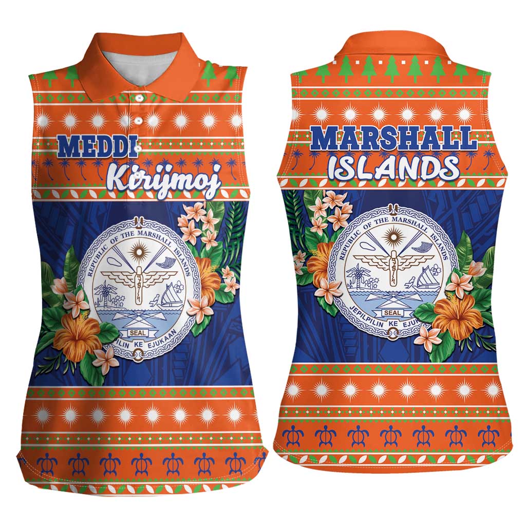 Marshall Islands Christmas Women Sleeveless Polo Shirt Marshallese Seal Meddi Kirijmoj LT05 - Polynesian Pride