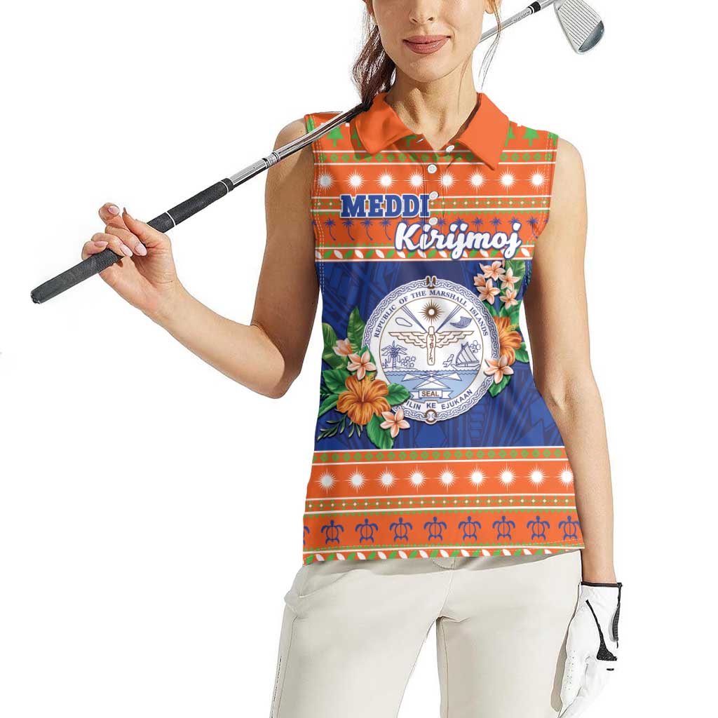 Marshall Islands Christmas Women Sleeveless Polo Shirt Marshallese Seal Meddi Kirijmoj LT05 - Polynesian Pride