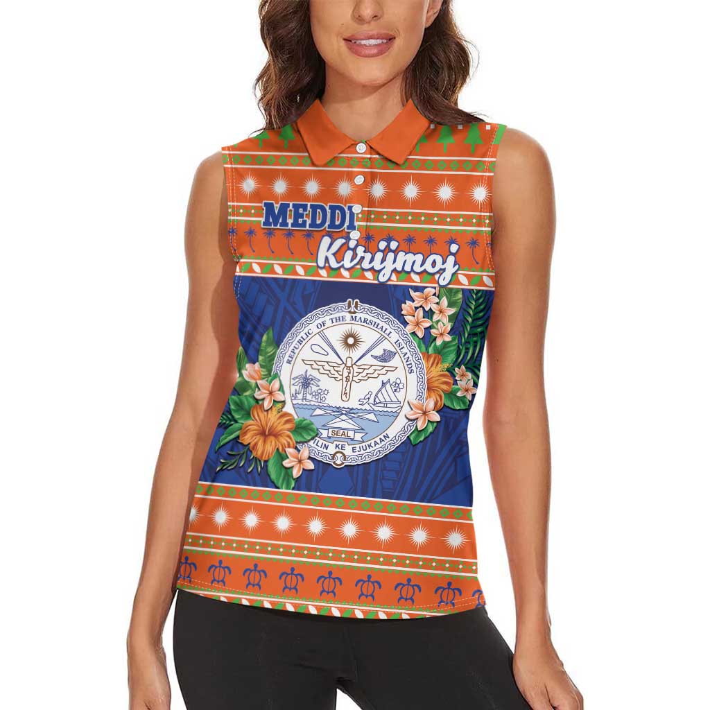 Marshall Islands Christmas Women Sleeveless Polo Shirt Marshallese Seal Meddi Kirijmoj LT05 - Polynesian Pride