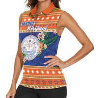 Marshall Islands Christmas Women Sleeveless Polo Shirt Marshallese Seal Meddi Kirijmoj LT05 - Polynesian Pride
