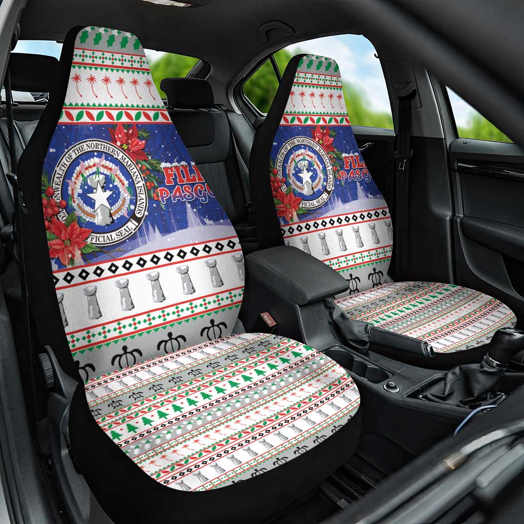 Northern Mariana Islands Christmas Car Seat Cover Poinsettia Filis Pasgua LT05 One Size Blue - Polynesian Pride