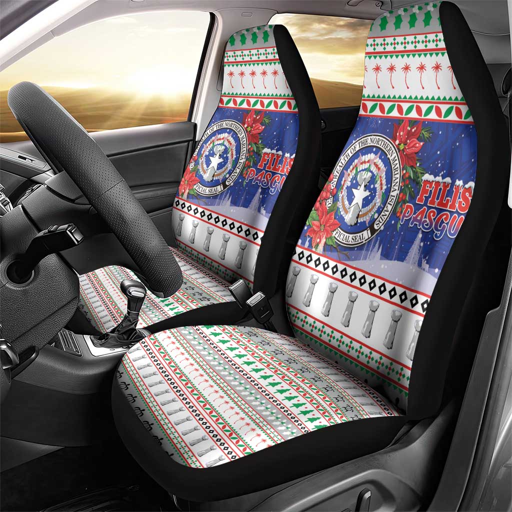 Northern Mariana Islands Christmas Car Seat Cover Poinsettia Filis Pasgua LT05 - Polynesian Pride