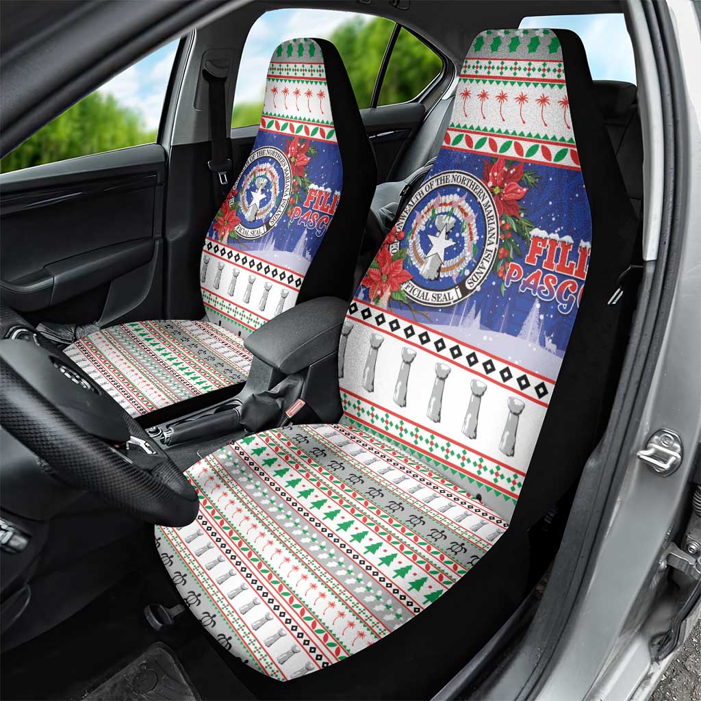 Northern Mariana Islands Christmas Car Seat Cover Poinsettia Filis Pasgua LT05 - Polynesian Pride