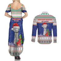 Northern Mariana Islands Christmas Couples Matching Summer Maxi Dress and Long Sleeve Button Shirt Poinsettia Filis Pasgua LT05 - Polynesian Pride