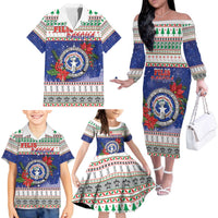 Northern Mariana Islands Christmas Family Matching Off The Shoulder Long Sleeve Dress and Hawaiian Shirt Poinsettia Filis Pasgua LT05 - Polynesian Pride