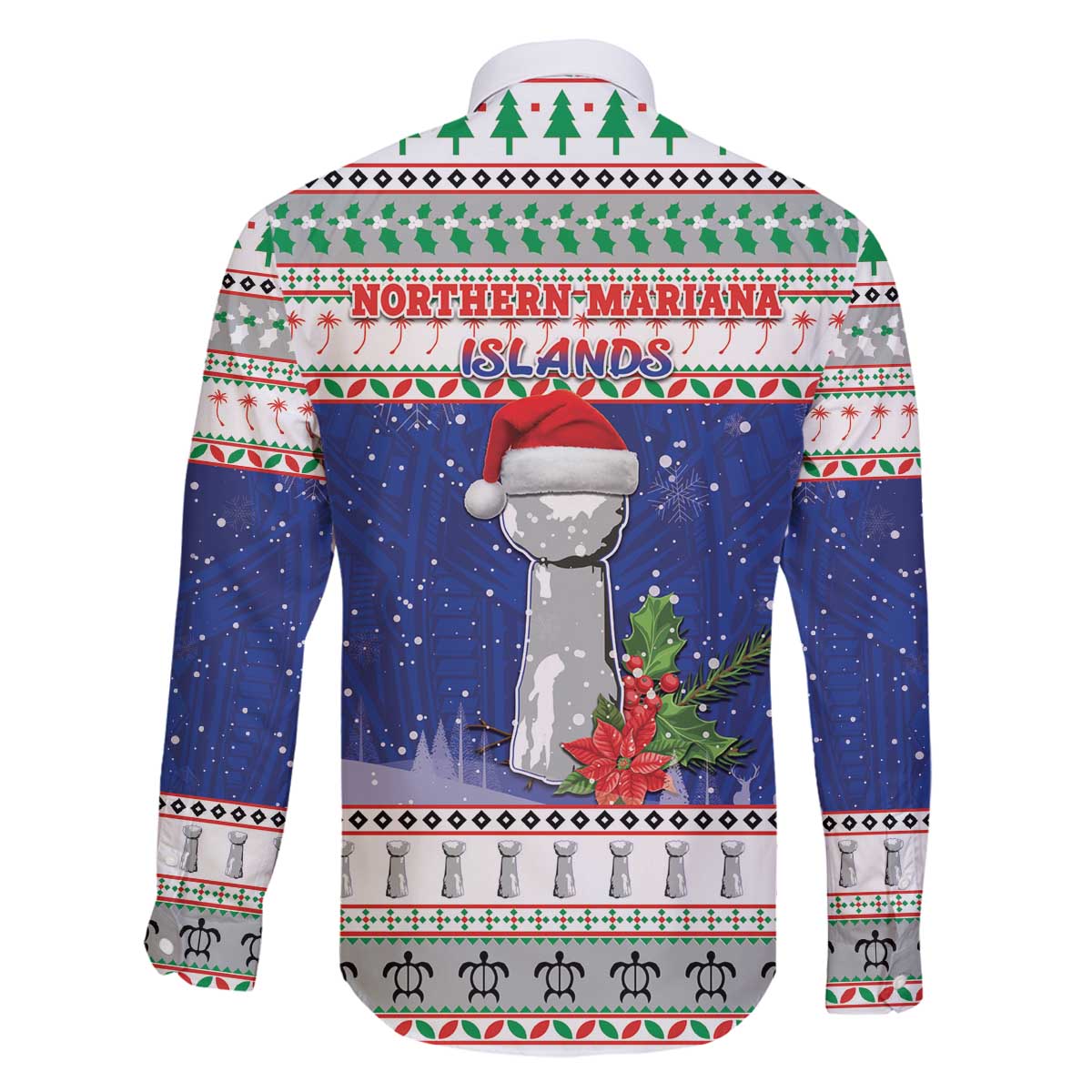 Northern Mariana Islands Christmas Family Matching Off The Shoulder Long Sleeve Dress and Hawaiian Shirt Poinsettia Filis Pasgua LT05 - Polynesian Pride