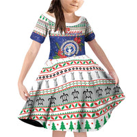 Northern Mariana Islands Christmas Family Matching Off Shoulder Short Dress and Hawaiian Shirt Poinsettia Filis Pasgua LT05 Daughter's Dress Blue - Polynesian Pride