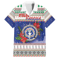Northern Mariana Islands Christmas Family Matching Off Shoulder Short Dress and Hawaiian Shirt Poinsettia Filis Pasgua LT05 Dad's Shirt - Short Sleeve Blue - Polynesian Pride