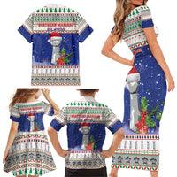 Northern Mariana Islands Christmas Family Matching Short Sleeve Bodycon Dress and Hawaiian Shirt Poinsettia Filis Pasgua LT05 - Polynesian Pride