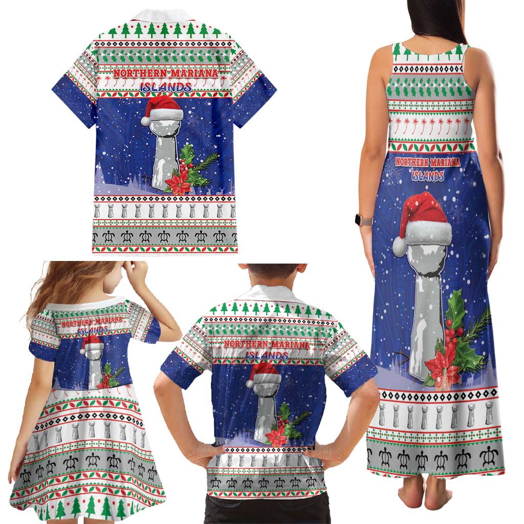 Northern Mariana Islands Christmas Family Matching Tank Maxi Dress and Hawaiian Shirt Poinsettia Filis Pasgua LT05 - Polynesian Pride