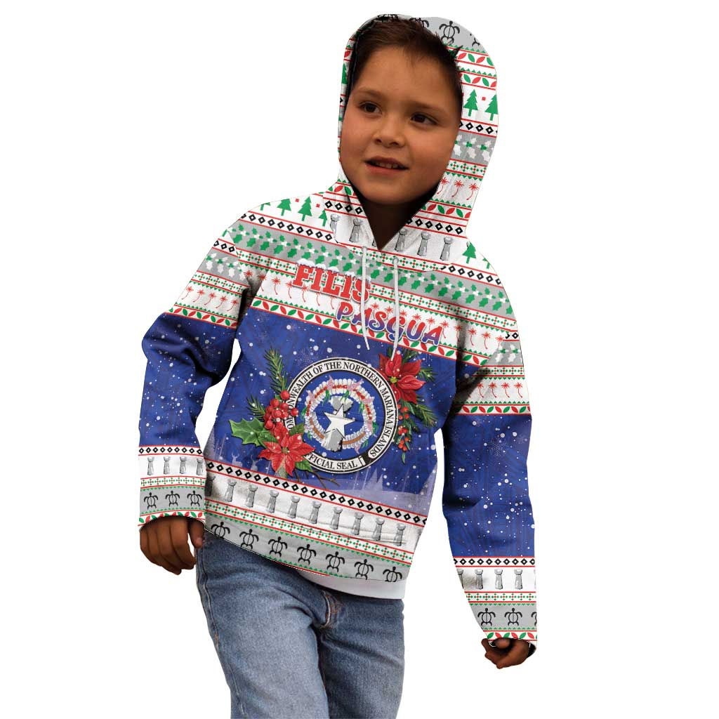 Northern Mariana Islands Christmas Kid Hoodie Poinsettia Filis Pasgua LT05 - Polynesian Pride
