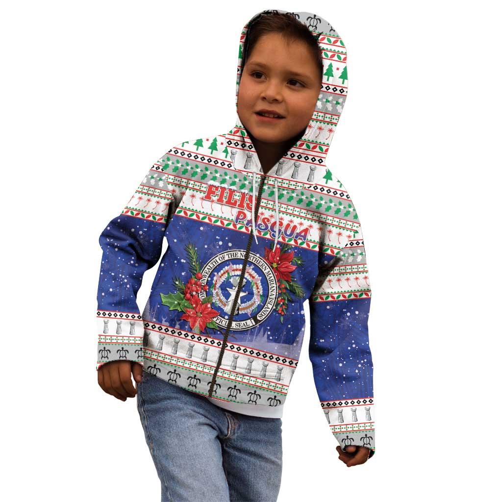 Northern Mariana Islands Christmas Kid Hoodie Poinsettia Filis Pasgua LT05 - Polynesian Pride