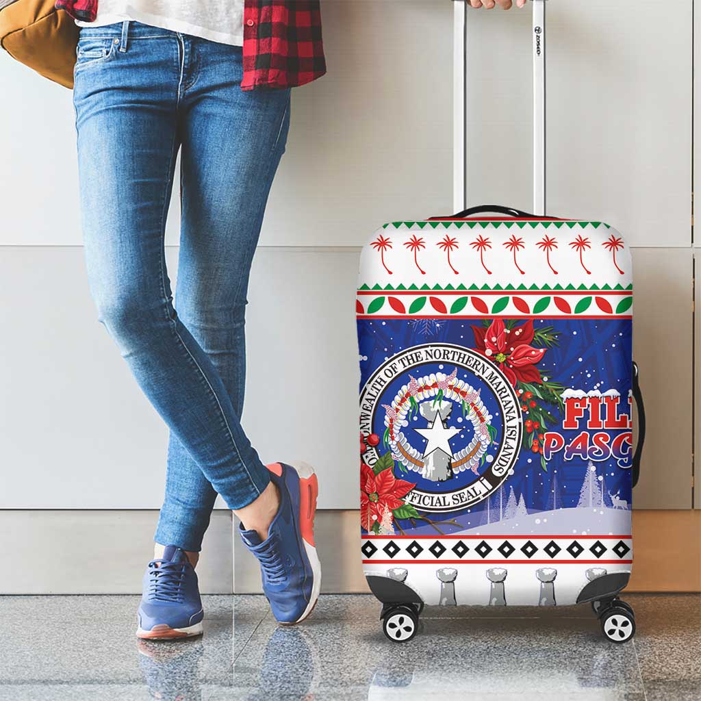 Northern Mariana Islands Christmas Luggage Cover Poinsettia Filis Pasgua LT05 - Polynesian Pride
