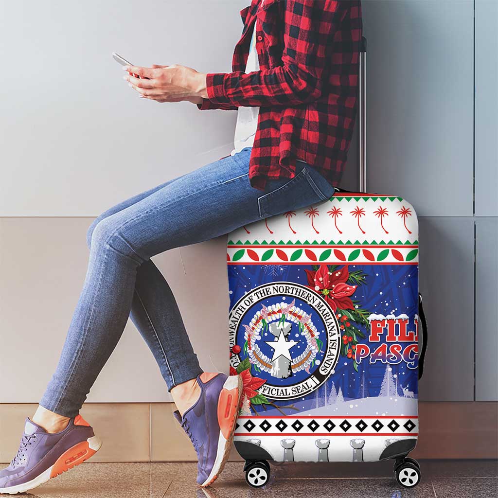 Northern Mariana Islands Christmas Luggage Cover Poinsettia Filis Pasgua LT05 - Polynesian Pride