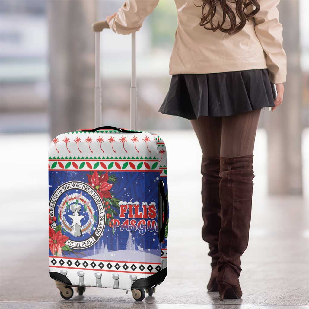 Northern Mariana Islands Christmas Luggage Cover Poinsettia Filis Pasgua LT05 - Polynesian Pride