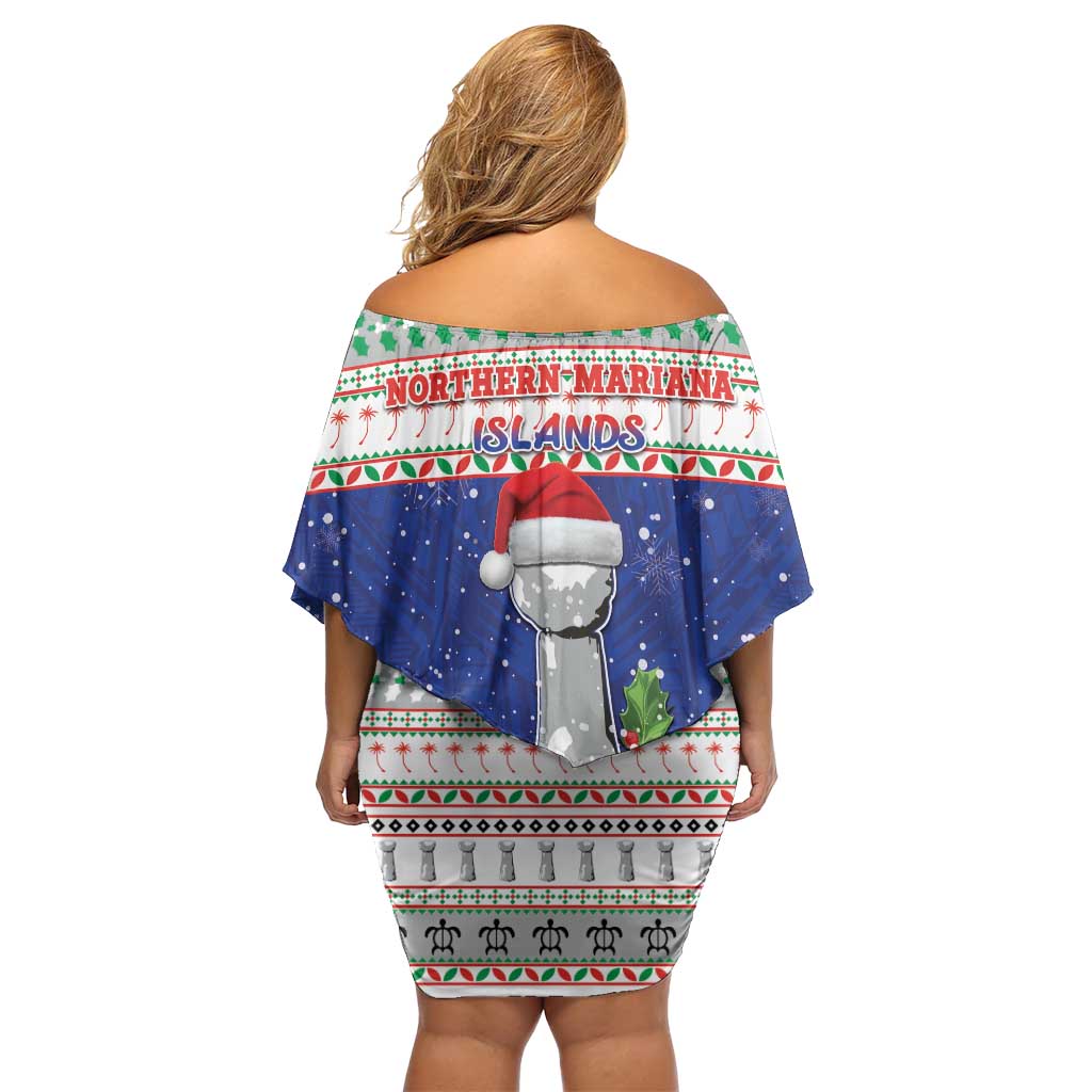 Northern Mariana Islands Christmas Off Shoulder Short Dress Poinsettia Filis Pasgua LT05 - Polynesian Pride