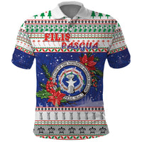 Northern Mariana Islands Christmas Polo Shirt Poinsettia Filis Pasgua LT05 Blue - Polynesian Pride