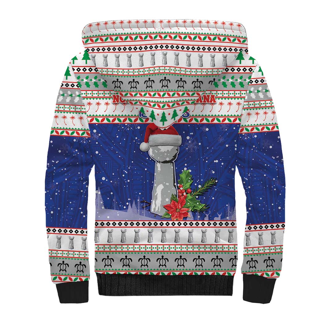 Northern Mariana Islands Christmas Sherpa Hoodie Poinsettia Filis Pasgua LT05 - Polynesian Pride