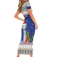Northern Mariana Islands Christmas Short Sleeve Bodycon Dress Poinsettia Filis Pasgua LT05 - Polynesian Pride
