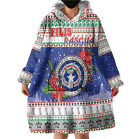 Northern Mariana Islands Christmas Wearable Blanket Hoodie Poinsettia Filis Pasgua LT05 - Polynesian Pride