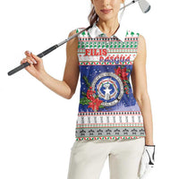 Northern Mariana Islands Christmas Women Sleeveless Polo Shirt Poinsettia Filis Pasgua LT05 - Polynesian Pride