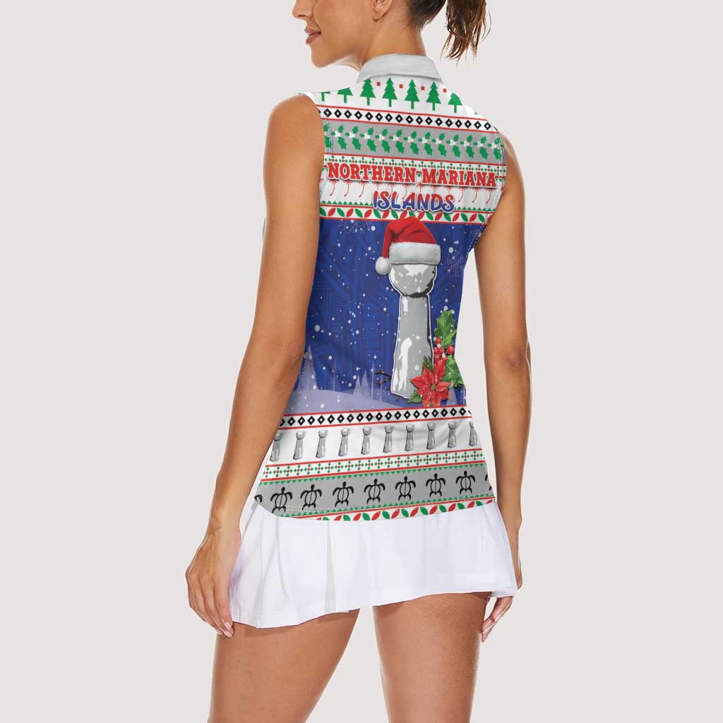 Northern Mariana Islands Christmas Women Sleeveless Polo Shirt Poinsettia Filis Pasgua LT05 - Polynesian Pride
