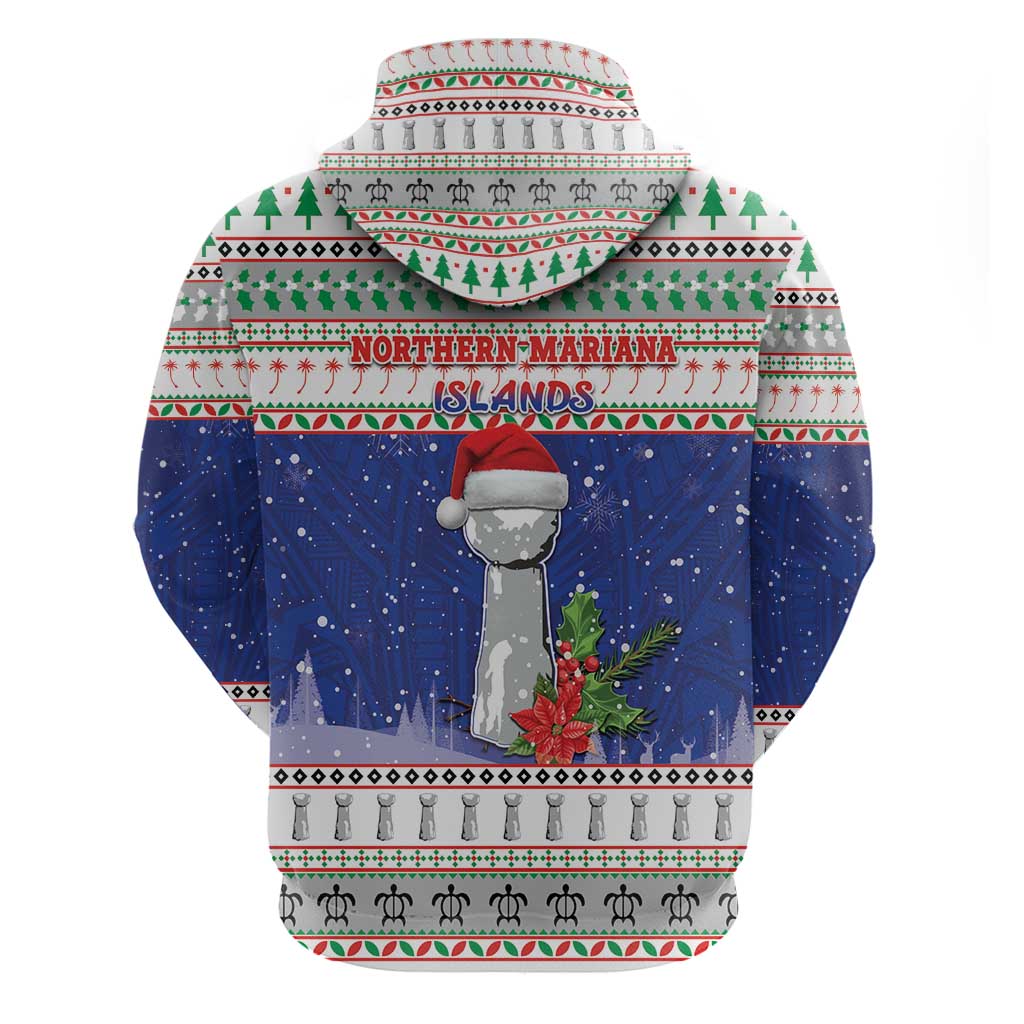 Northern Mariana Islands Christmas Zip Hoodie Poinsettia Filis Pasgua LT05 - Polynesian Pride