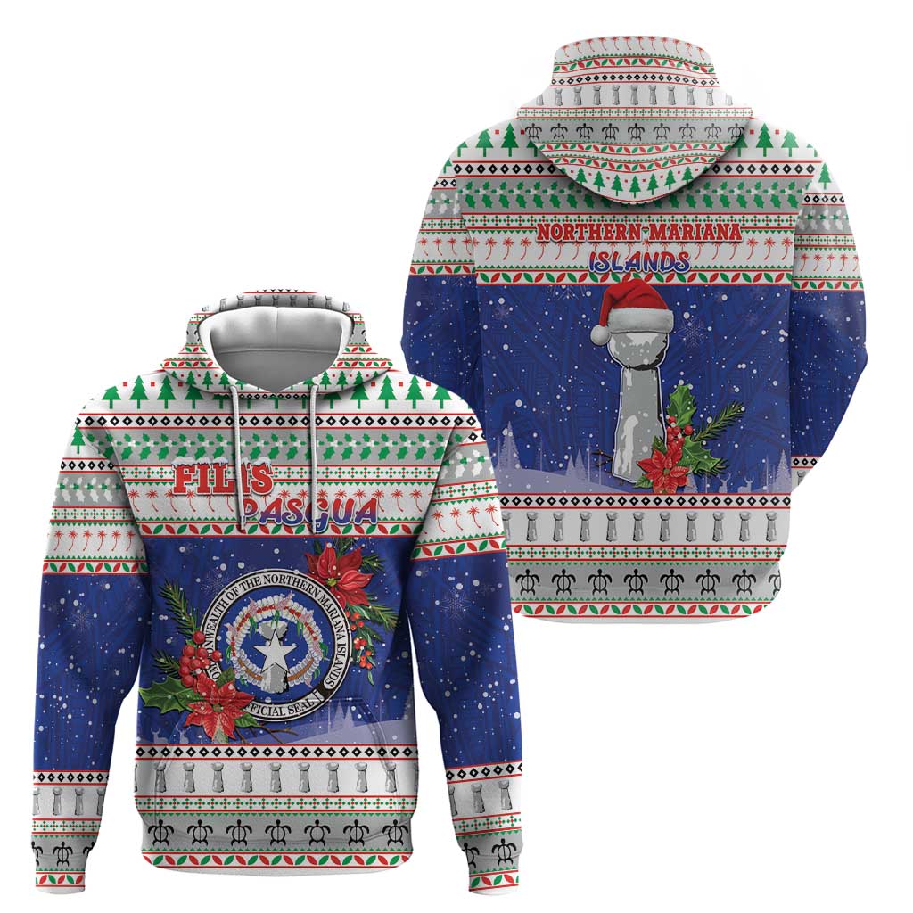 Northern Mariana Islands Christmas Zip Hoodie Poinsettia Filis Pasgua LT05 - Polynesian Pride