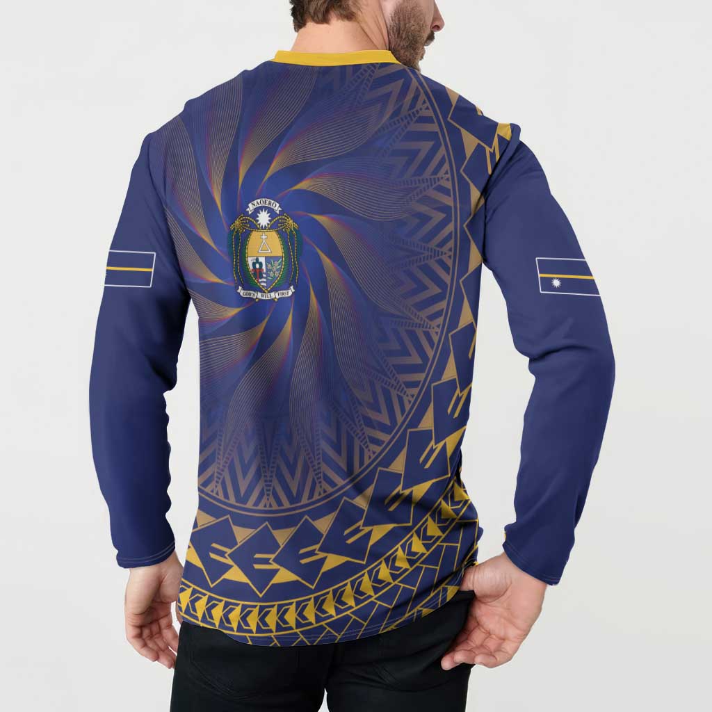 Nauru Angam Day Button Sweatshirt Polynesian Tribal Pattern Unique Style - Polynesian Pride