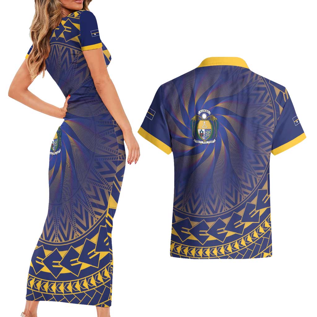 Nauru Angam Day Couples Matching Short Sleeve Bodycon Dress and Hawaiian Shirt Polynesian Tribal Pattern Unique Style - Polynesian Pride