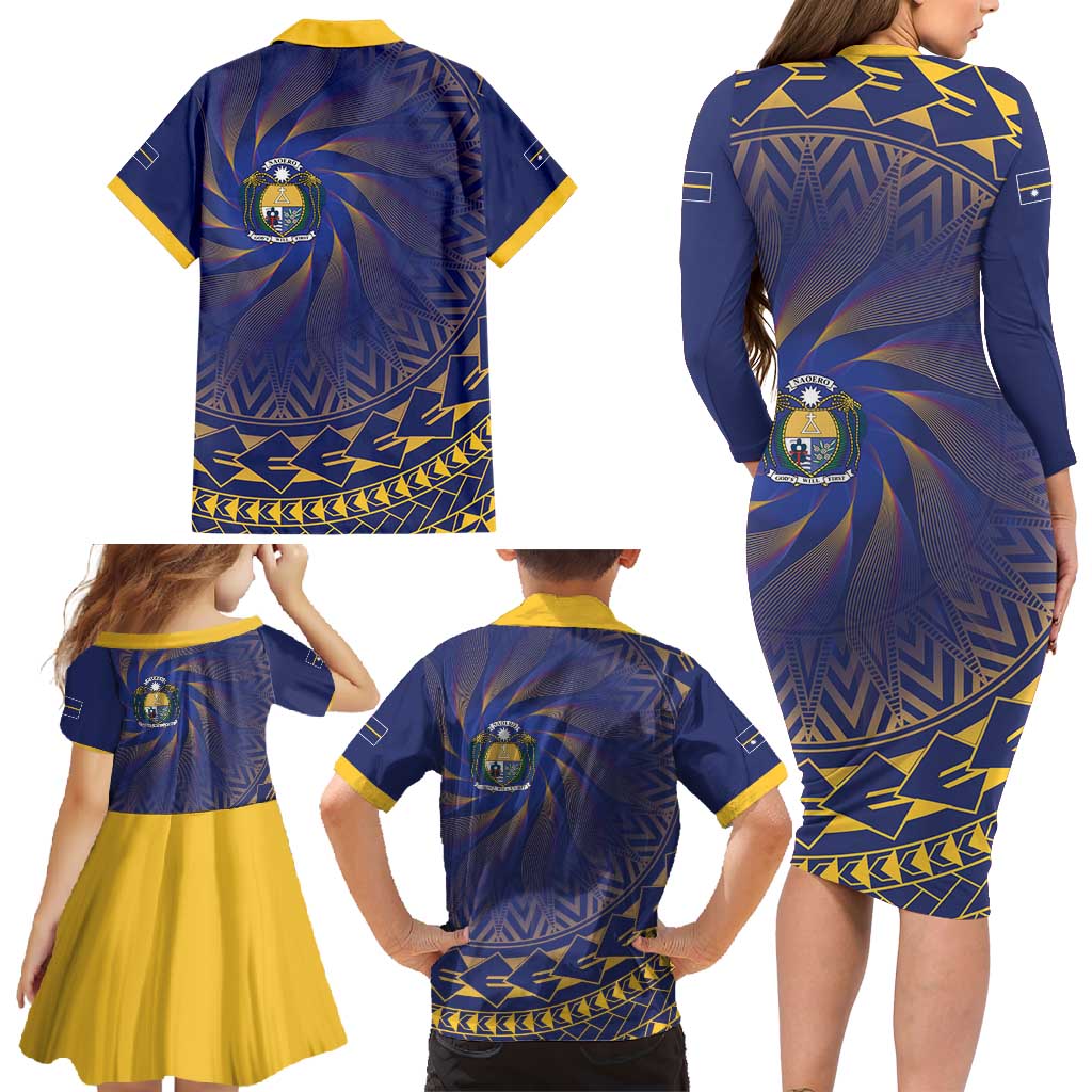 Nauru Angam Day Family Matching Long Sleeve Bodycon Dress and Hawaiian Shirt Polynesian Tribal Pattern Unique Style LT05 - Polynesian Pride