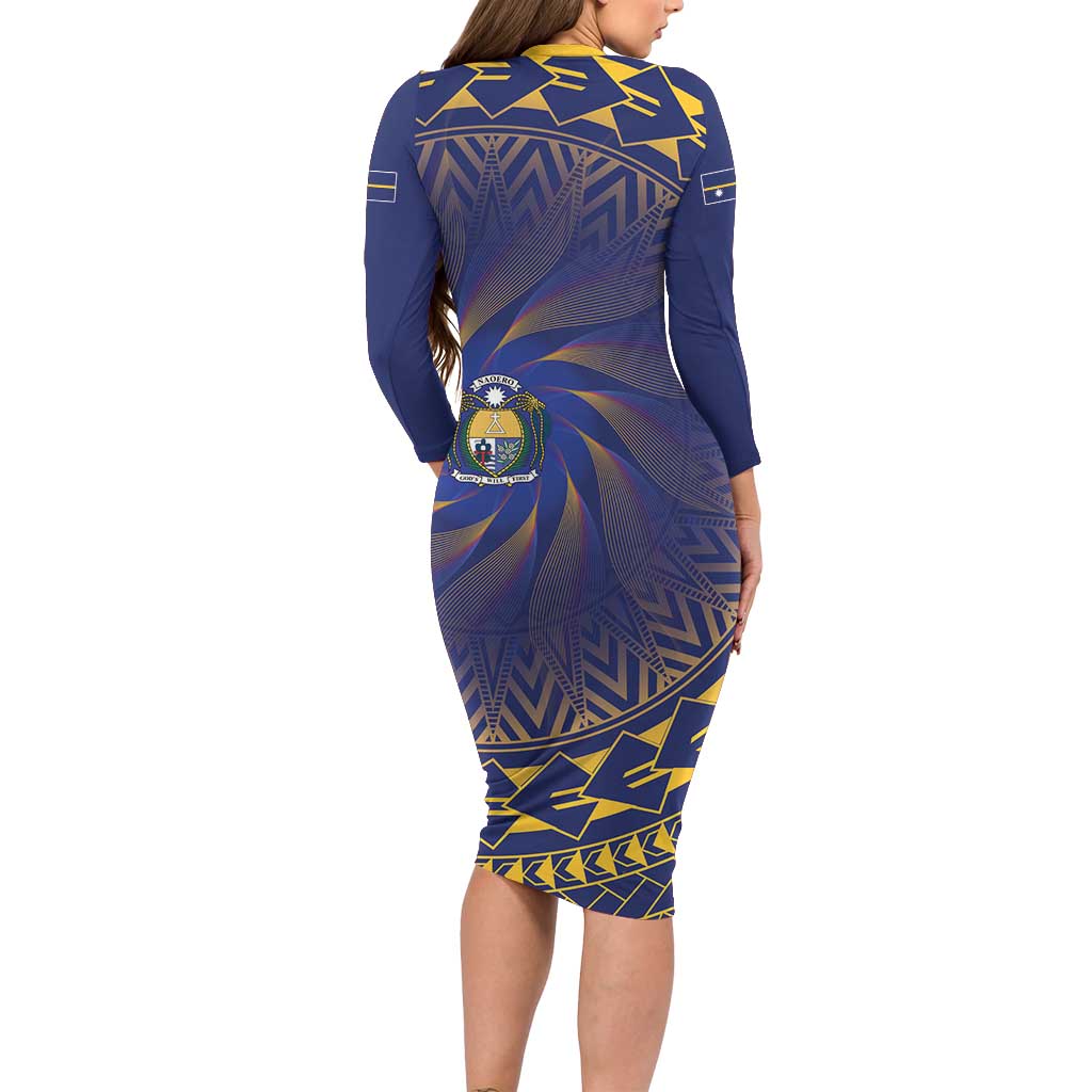 Nauru Angam Day Family Matching Long Sleeve Bodycon Dress and Hawaiian Shirt Polynesian Tribal Pattern Unique Style LT05 - Polynesian Pride